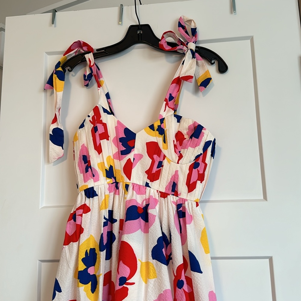 EUC Kate Spade New York Summer Flowers Tiered Dress in Cream Multi Size 0 - Picture 8 of 10